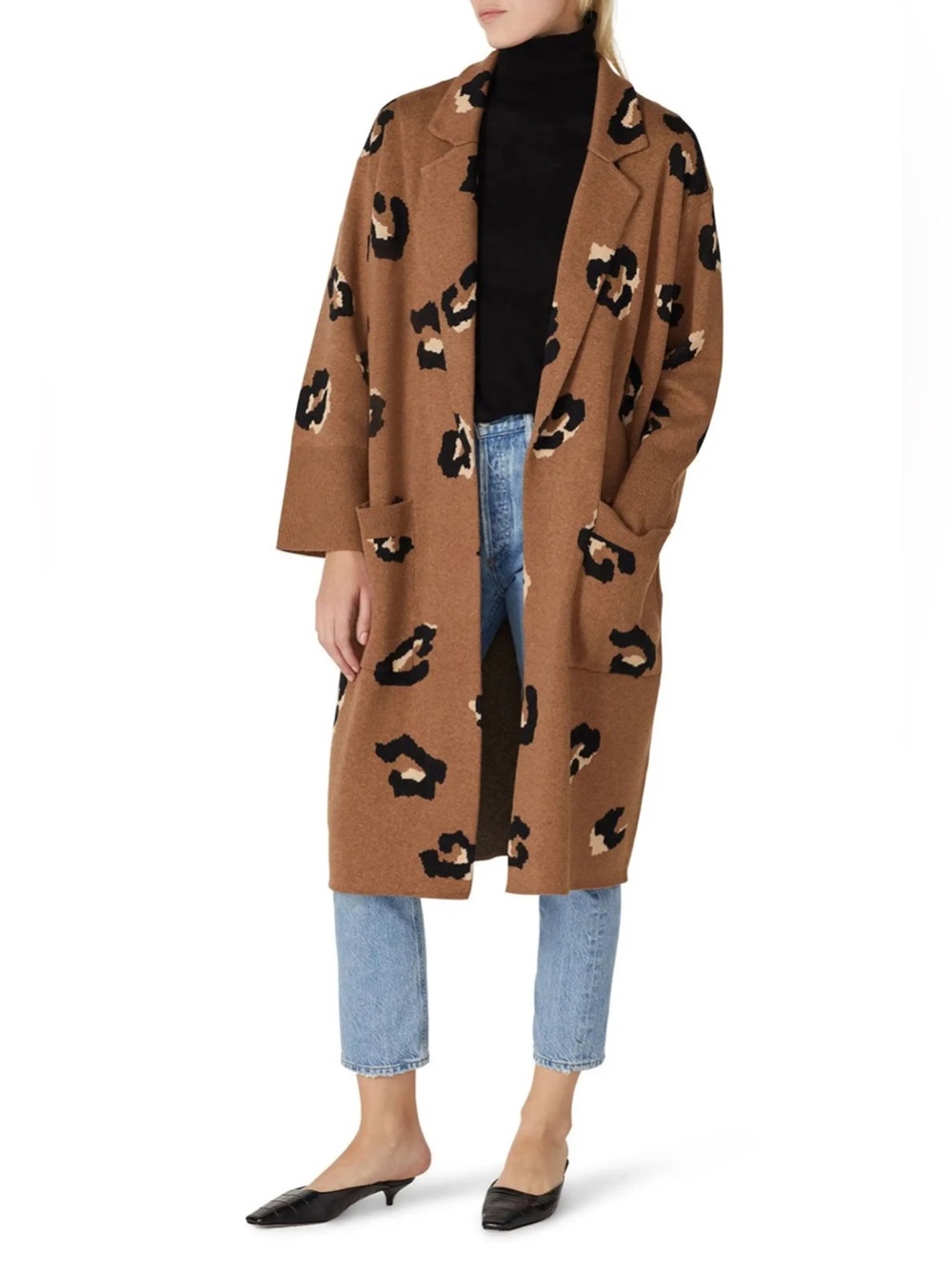 J.Crew Ella Leopard Long Cardigan Sweater Blazer Small Merino Wool Pockets